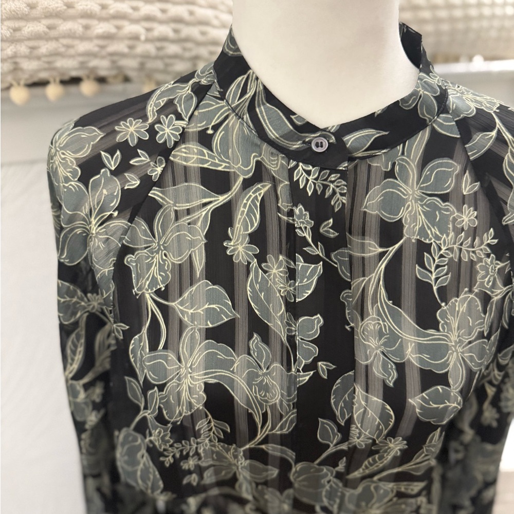 Reiss Black Floral Long Sleeve Dress - Picture 6 of 16